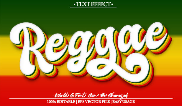 Reggae Vector Text Effect Editable Alphabet Music Green Yellow Red Retro