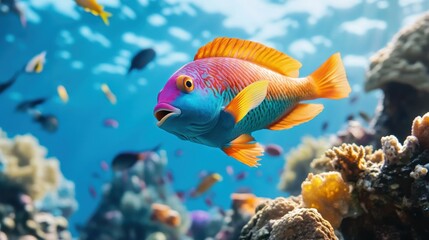 Obraz premium Vibrant Tropical Fish Swimming Among Coral Reef