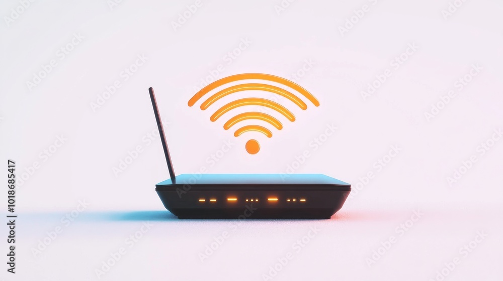 Poster modern wifi router with signal icon design
