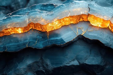 Naklejka premium macro photography of copper ore showcasing the rich textures and colors of mineral extraction emphasizing the raw beauty of natural resources in a mine setting