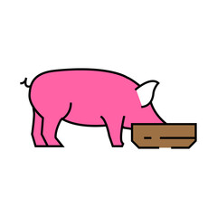pig feeding farm line icon vector. pig feeding farm sign. isolated symbol illustration
