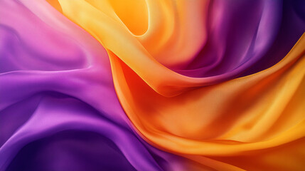 Obraz premium Colorful silk fabric in vibrant shades of purple and orange draping elegantly