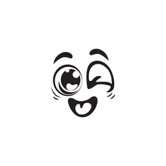 Happy Cartoon Eye In Vector .Black And White Surprised Eyes Expression
