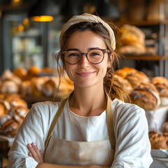Young woman pastry chef with her bakery and small sales business. Concept: business
