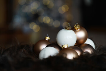 Festive Holiday Christmas Ornaments with Bokeh Background for Seasonal Decorations