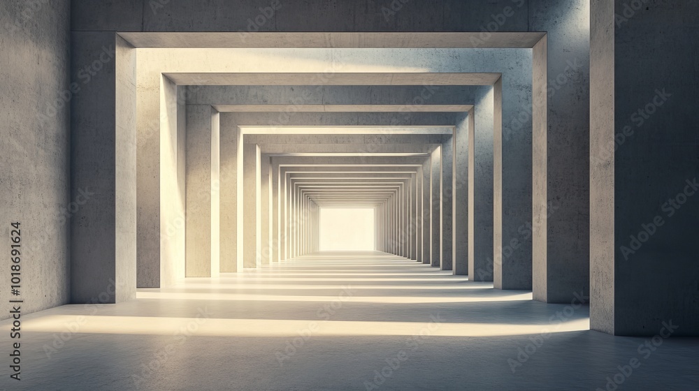 Poster a 3d illustration and rendering of an abstract, architectural minimalistic background featuring a co