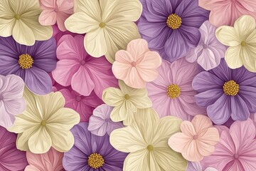 Close-up of Delicate Pastel Flowers with Detailed Texture