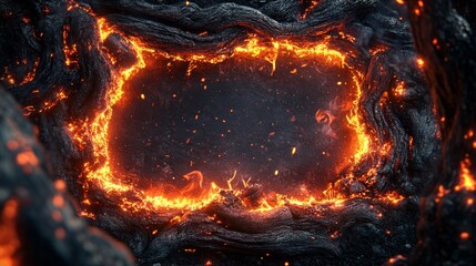 Molten Lava Frame with Glowing Embers and Sparks