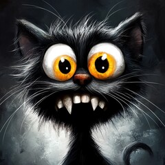 Fototapeta premium A tight shot of a black feline with intense yellow eyes and an ominous expression