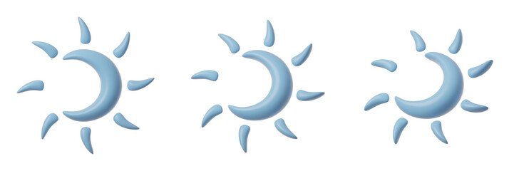 Fototapeta premium set of moon with transparent background, PNG, 3d render