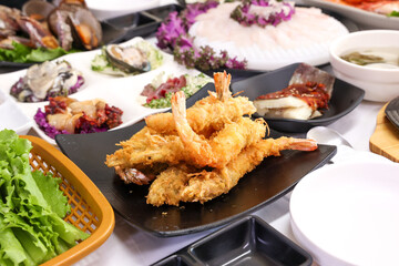 Fried food. Korean style fried shrimp