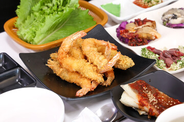 Fried food. Korean style fried shrimp