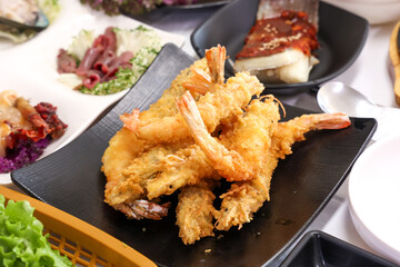 Fried food. Korean style fried shrimp