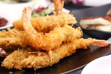 Fried food. Korean style fried shrimp