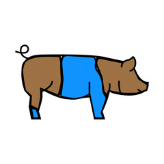 hampshire pig breed line icon vector. hampshire pig breed sign. isolated symbol illustration