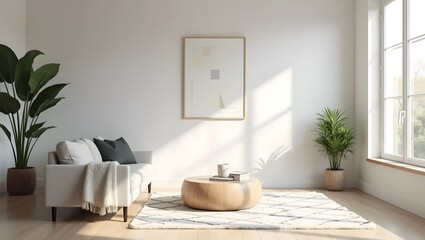 Minimalist Living Room with Natural Light and Scandinavian-Inspired Décor