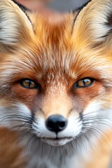 Fototapeta premium A tight shot of a red fox's face showing a hazy expression