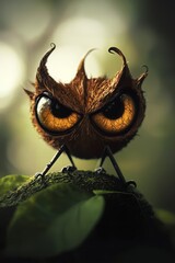  A bird perched on a branch, with a focused leaf in the foreground and a softly blurred background