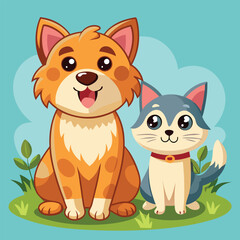 Vector Illustration of dog and cat