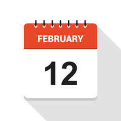 February 12 Calendar Date Icon