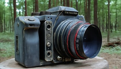 Vintage Camera in Forest Setting