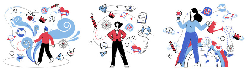 Innovative concepts vector illustration. Innovative concepts metaphorically create bridges, connecting minds for shared success Collaborate intelligently, turning information into actionable