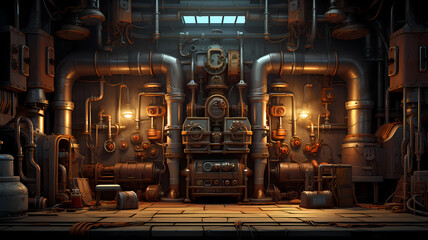 Steampunk industrial style scene