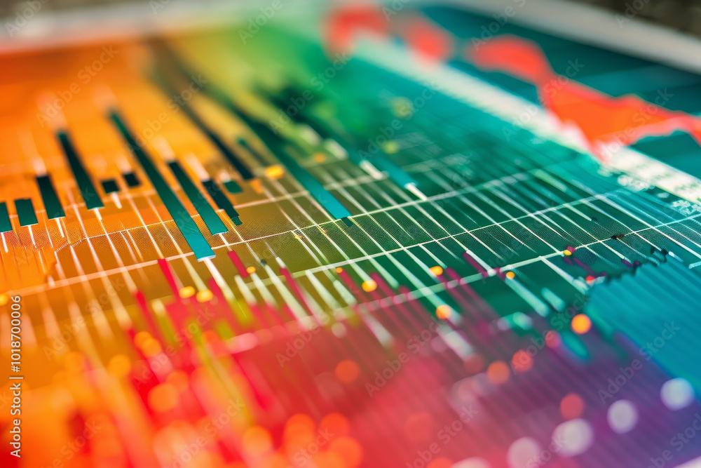 Poster a colorful graph with many lines and dots