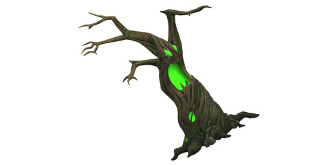Fototapeta premium Scary Spooky Ghost Tree isolated on a Transparent Background