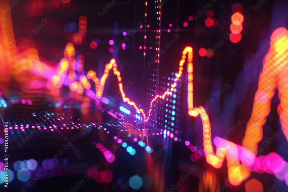 Poster a colorful graph with many lines and dots