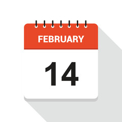 February 14 Calendar Date Icon