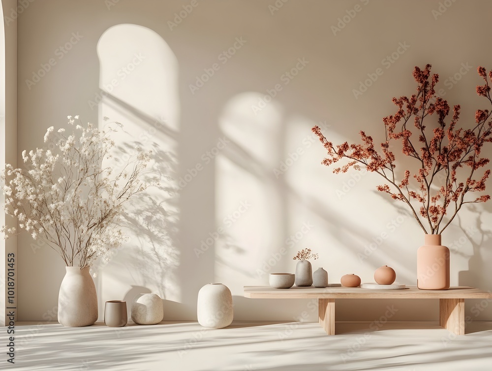 Poster minimalist 3d studio space featuring a muted pewter backdrop clean floor and walls and a simple prod