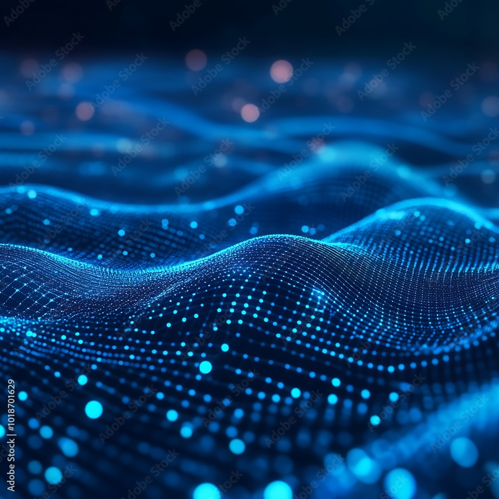 Poster futuristic abstract data background showcasing glowing lines and analytical graphs