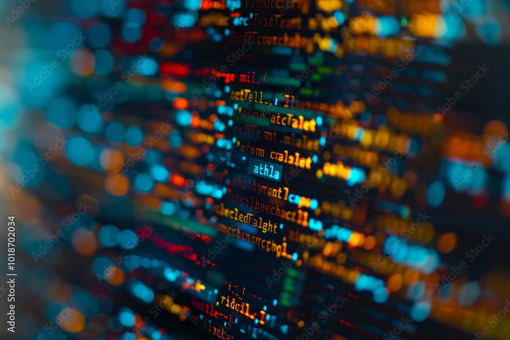 Poster a colorful image of code with the word athlete written in red
