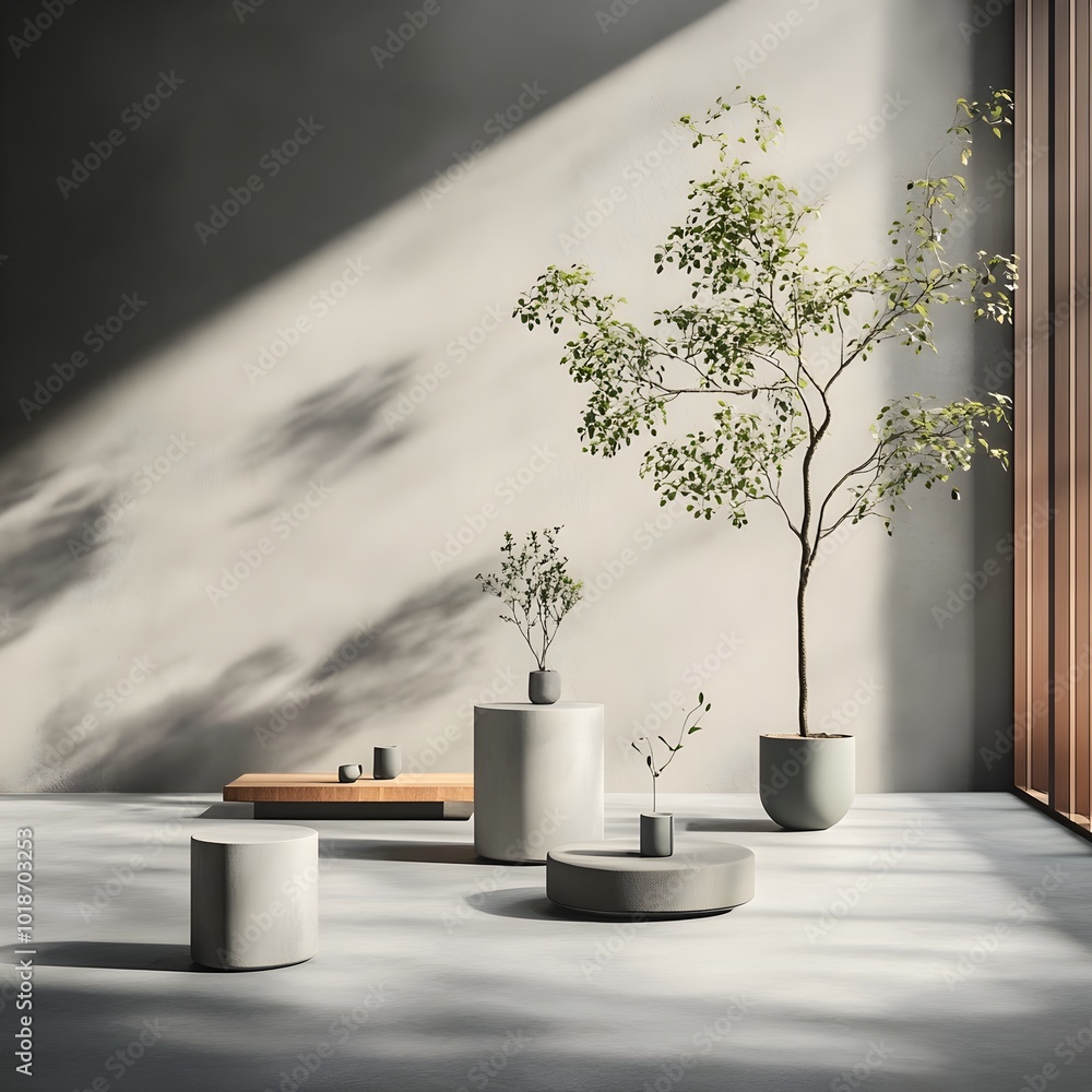 Poster sleek and minimalist 3d studio interior featuring a cement grey backdrop vacant floor and wall space