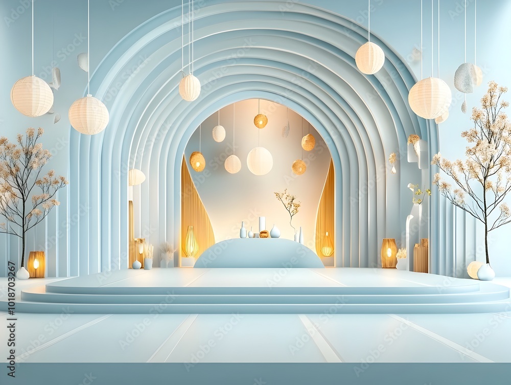 Poster serene and uncluttered 3d studio environment featuring a calming periwinkle background clean floor a