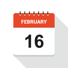 February 16 Calendar Date Icon