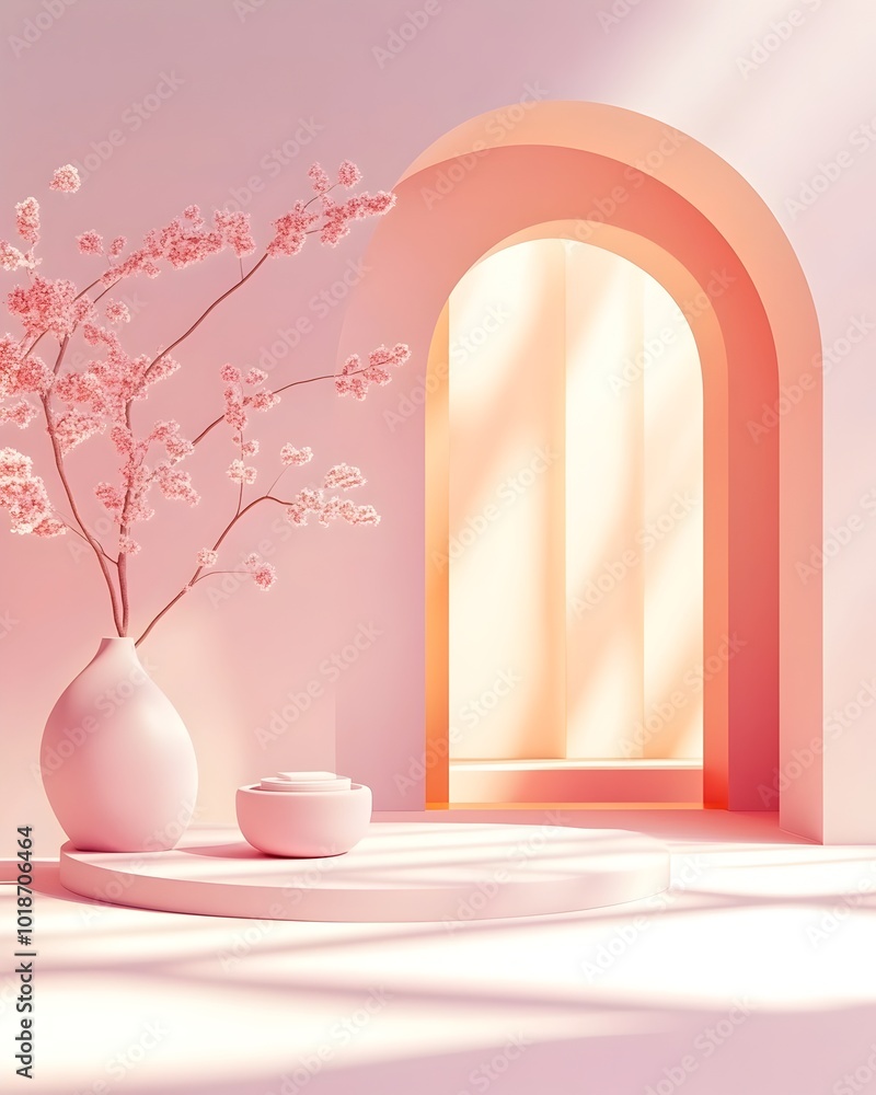Poster stylized 3d studio setting with a soothing lavender ambiance sparse floor and wall central product d