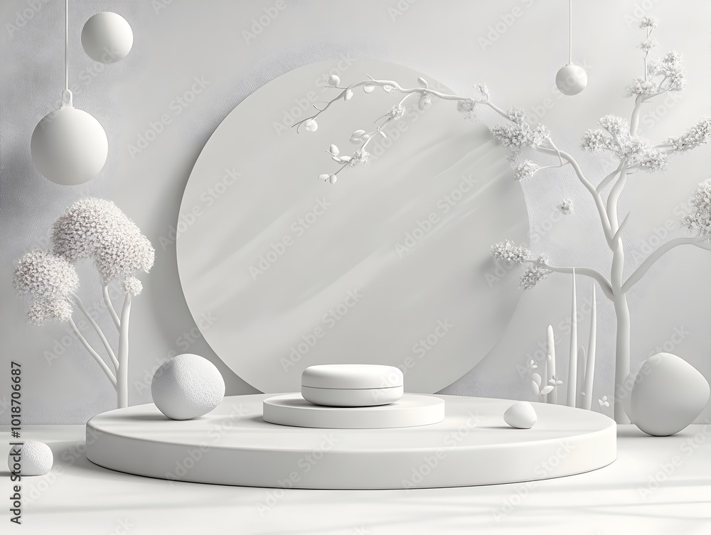 Poster sleek and contemporary 3d studio space with a cool gray backdrop uncluttered floor and walls and a c