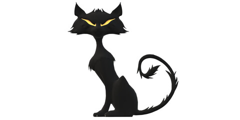 Scary Black cat isolated on a Transparent Background