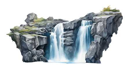 PNG Waterfall outdoors nature white background.