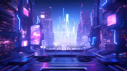 Future city night scene