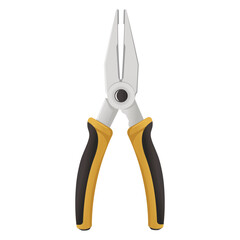 A pair of pliers with black and yellow handles, isolated on a white background. Vector illustration