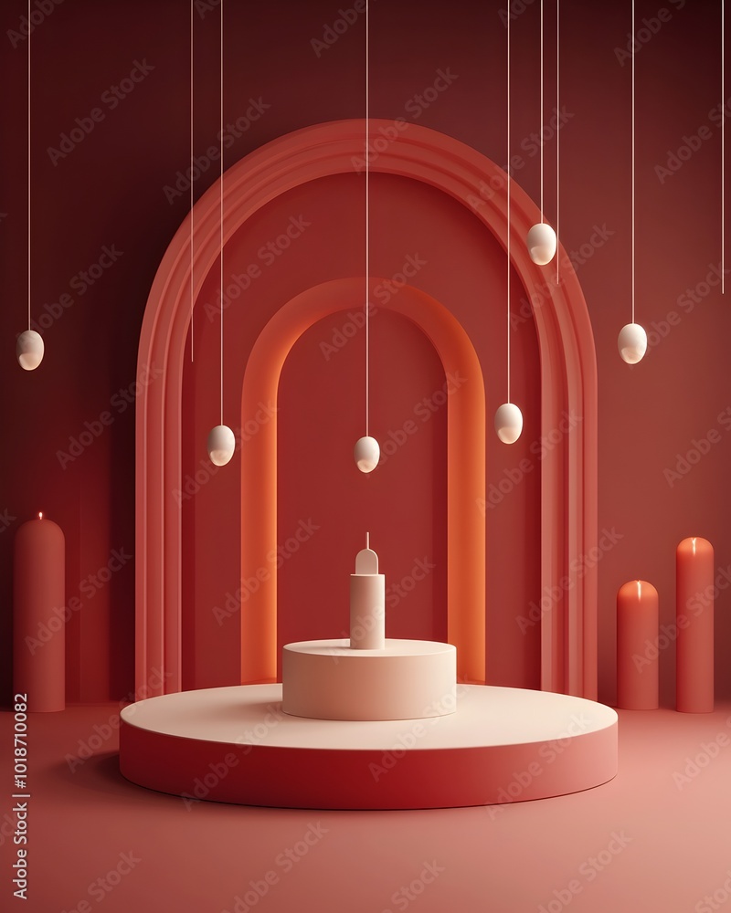 Poster refined and elegant lavish 3d studio environment with centered product display stand under direction