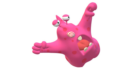 Obraz premium Funny Pink Monster isolated on a Transparent Background
