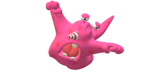 Funny Pink Monster isolated on a Transparent Background