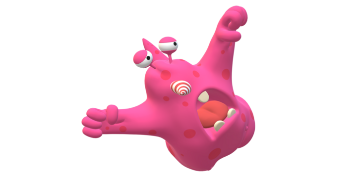 Funny Pink Monster isolated on a Transparent Background