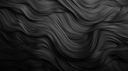 Obraz premium Textured black waves create a captivating pattern reminiscent of flowing fabric or hair