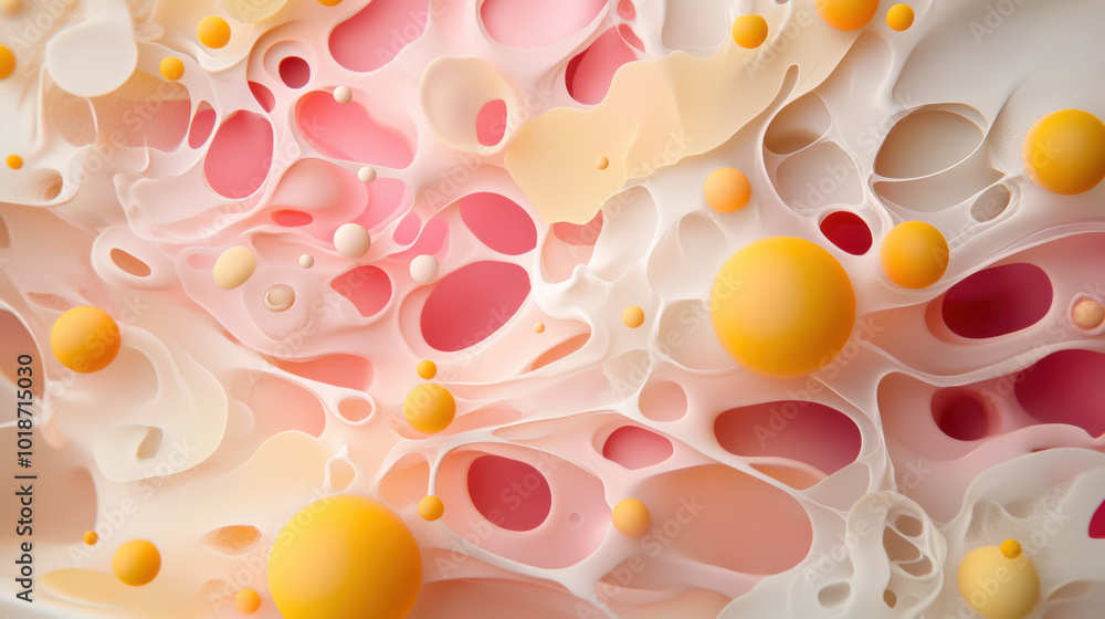 Poster vibrant and intricate abstract composition featuring coral like structures with soft pink and cream 