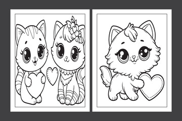 Cute Cat Coloring page for  children, cat coloring book Ai Generative